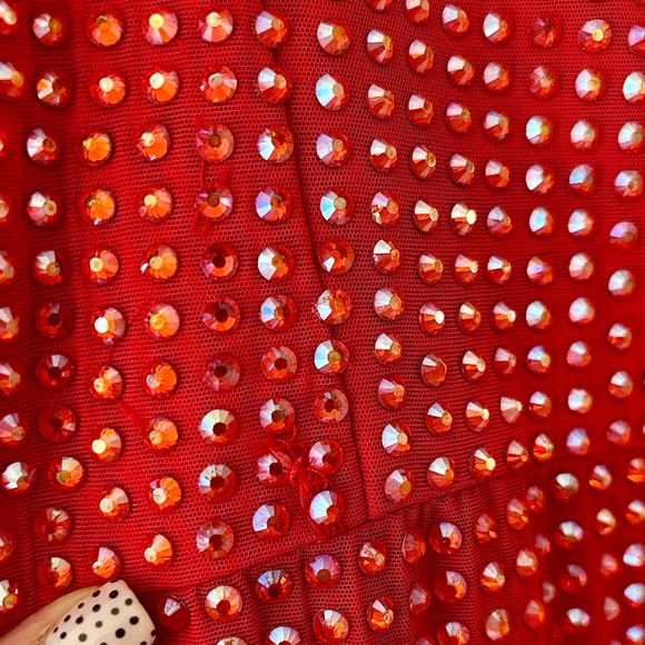 Oh Polly Ines Fire Red Embellished Corset Mini Dress - Picture 8 of 9